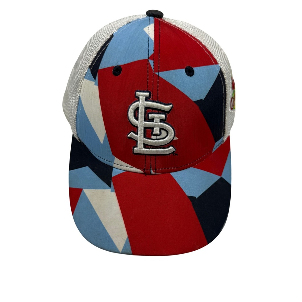 St. Louis Cardinals Kids Club Trucker Hat OSFM Red Blue Geo Mesh Snapback